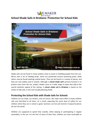 School Shade Sails in Brisbane: Protection for School Kids