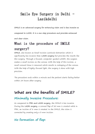 Smile Eye Surgery in Delhi - Lasikdelhi