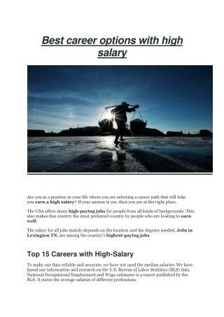 Best career options with high salary