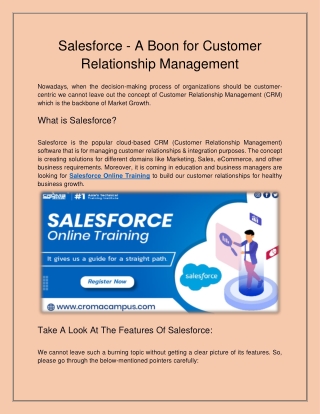 Salesforce - A Boon for Customer Relationship Management