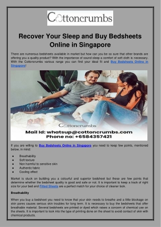 Buy Bedsheets Online in Singapore