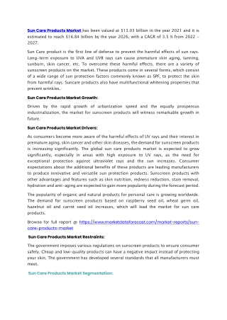 Sun Care Products Market