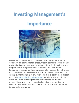 Investing Management's Importance