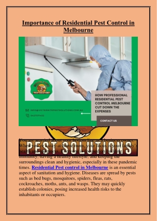 Importance of Residential Pest Control in Melbourne