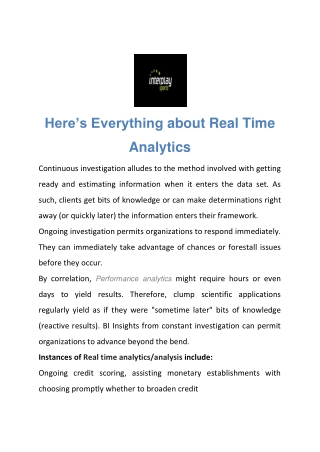 Here’s Everything about Real Time Analytics