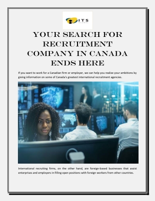 Your Search For Recruitment Company In Canada Ends Here