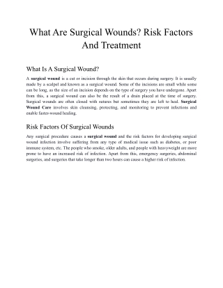 What Are Surgical Wounds? Risk Factors And Treatment