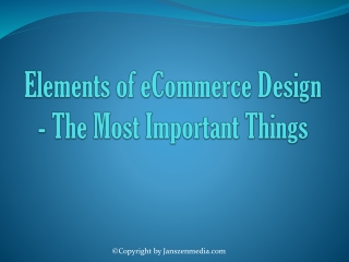 Elements of eCommerce Design - The Most Important Things
