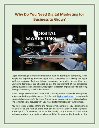 Why Do You Need Digital Marketing for Business to Grow