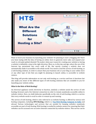 What Are the Different Solutions for Hosting a Site