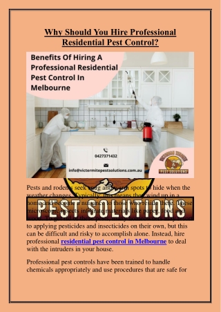 Why Should You Hire Professional Residential Pest Control?
