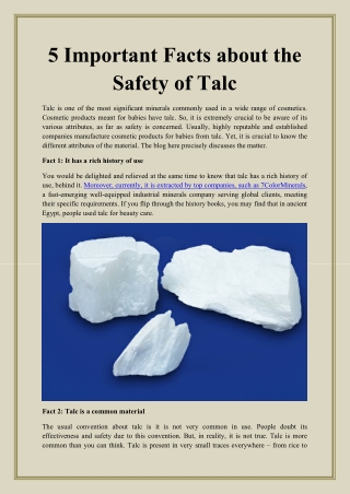 5 Important Facts about the Safety of Talc