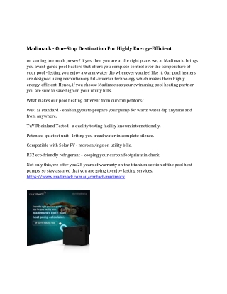 Madimack - One Stop Destination for High Energy Efficeant