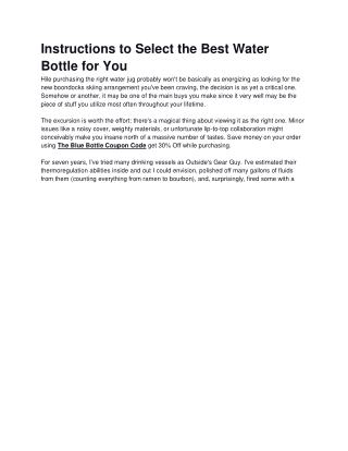 Instructions to Select the Best Water Bottle for You