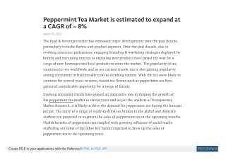 Peppermint Tea Market to Reach Valuation of US$ 330 Mn by 2030
