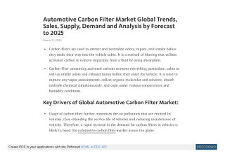 Automotive Carbon Filter Market Share, Trends by 2031