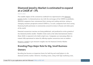 Diamond Jewelry Market to Expand at a CAGR of ~3% | 2020-2030