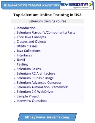 Top Selenium Online Training in USA