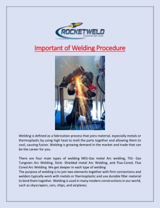 Important of Welding Procedure