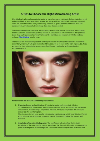 5 Tips to Choose the Right Microblading Artist