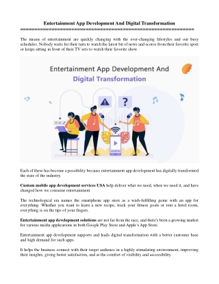 Entertainment App Development And Digital Transformation