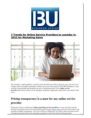 7 Trends for Online Service Providers to consider in 2022 for Marketing Gains