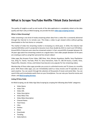 What is Scrape YouTube Netflix Tiktok Data Services?