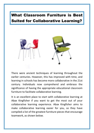 What Classroom Furniture Is Best Suited For Collaborative Learning?