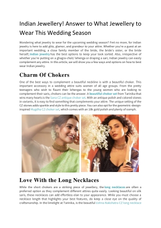 Indian Jewellery! Answer to What Jewellery to Wear This Wedding Season