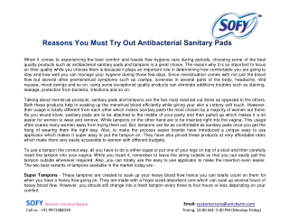 Reasons You Must Try Out Antibacterial Sanitary Pads
