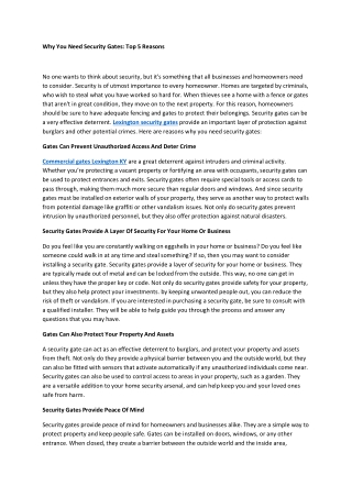 Why You Need Security Gates: Top 5 Reasons