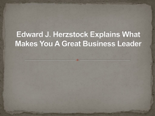 Edward J. Herzstock Explains What Makes You A Great Business Leader