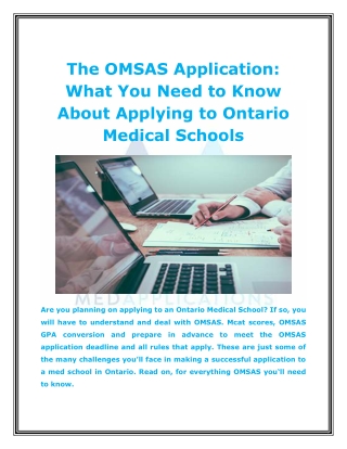 The OMSAS Application - What You Need to Know About Applying to Ontario Medical Schools