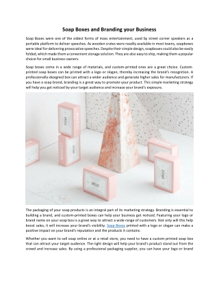 Soap Boxes and Branding your Business