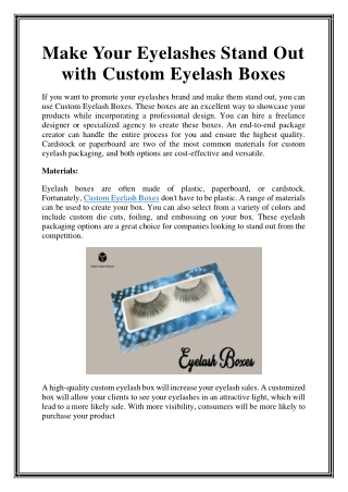 Make Your Eyelashes Stand Out with Custom Eyelash Boxes