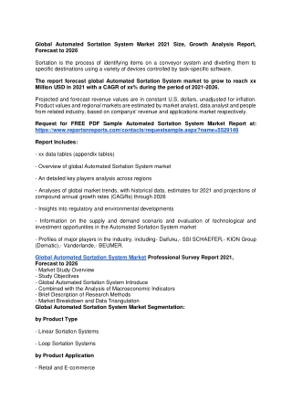 Global Automated Sortation System Market Research Report 2021, Forecast to 2026