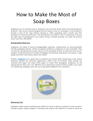 How to Make the Most of Soap Boxes