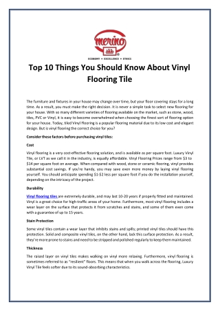 Top 10 Things You Should Know About Vinyl Flooring Tile (1)