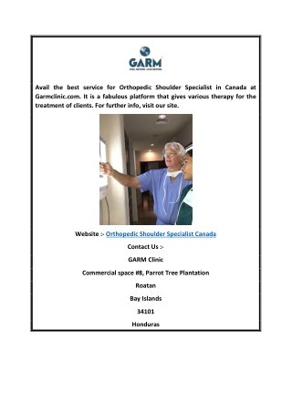 Orthopedic Surgeon In Honduras  Garmclinic.com