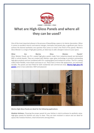 What are High-Gloss Panels and where all they can be used