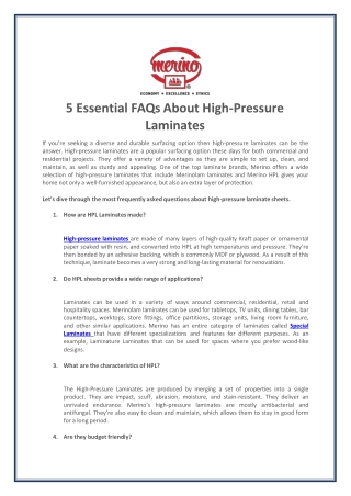 5 Essential FAQs About High-Pressure Laminates