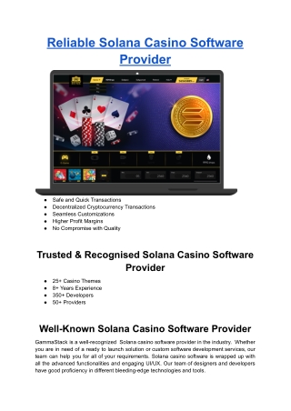 Solana Casino Software Provider