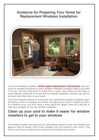 Guidance for Preparing Your Home for Replacement Windows Installation