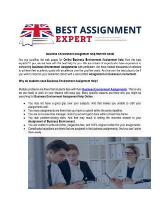 Business Environment Assignment Help from the Bests