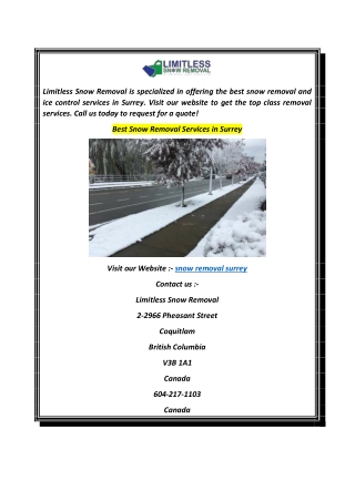 Best Snow Removal Services in Surrey