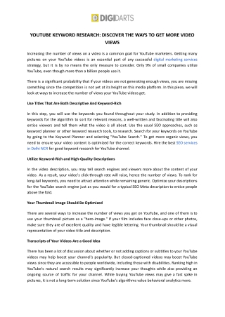 Youtube Keyword Research: Discover The Ways To Get More Video Views - DigiDarts
