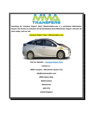 Liverpool Airport Taxis  Mmatransfers.com
