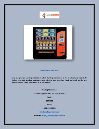 Vending Machine Sales | Vending-machines.ie