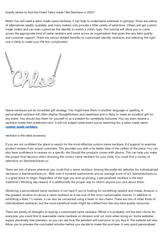 Why You Should Focus on Improving personalized name necklace