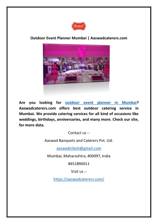 Wedding Planner in Mumbai | Aaswadcaterers.com